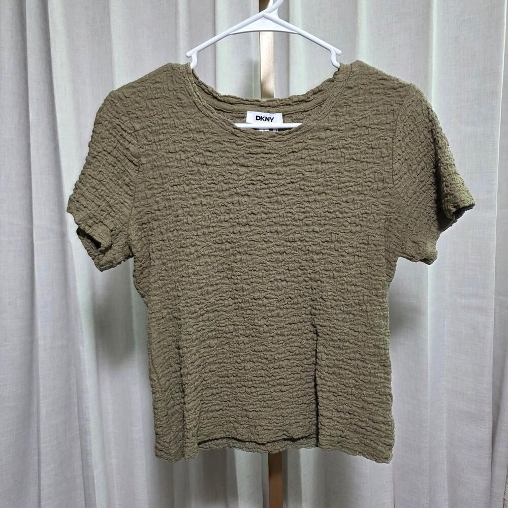 Dkny Women's Green and Khaki Crop-top